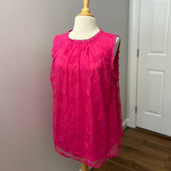 Torrid Ruffle Mock Neck Pineapple PinkTank Sz 1 (1X) - Picture 2 of 11